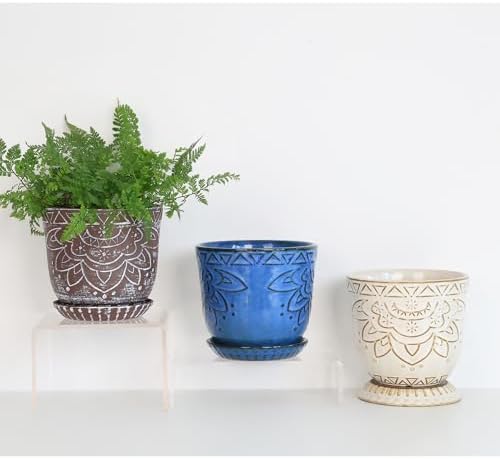 Gepege Ceramic Plant Pots, 6 Inch Indoor Planters with Drainage & Saucers - Image 6