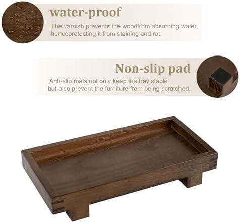 Bathroom Counter Tray Wooden Riser Display Kitchen Soap Holder, Walnut - Image 3