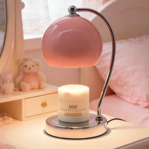 Wide Base Candle Warmer Lamp with Timer & Dimmer (Pink) by WARMCITYCandleWarmers
