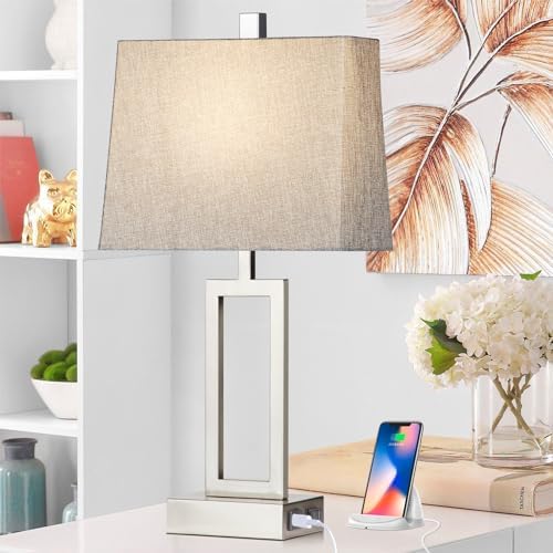 Lolikit 23.5" Touch Control Table Lamps, Metal Bedside Lamp for Bedroom Set of 2 with USB A+C Ports & AC Outlet, 3-Way Dimmable Nightstand Lamp for Living Room (LED Bulb Included) - Image 6