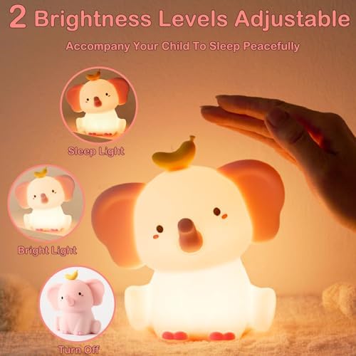 Elephant Lamp, Elephant Cute Night Light Gifts, Rechargeable Bedside Nightlight, Dimmable Squishy Silicone Animal Touch Lamp, Baby Room Decor, Small Night Light for Kids Teens Boys Girls Lovers - Image 3