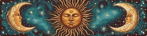 Sun and Moon Metal Sign 4x16 in Decorative Iron Metal Plaque for Door Wall Home Room Farmhouse Street Store Garage Bar Garden Cafe Decor by LMDDFZS