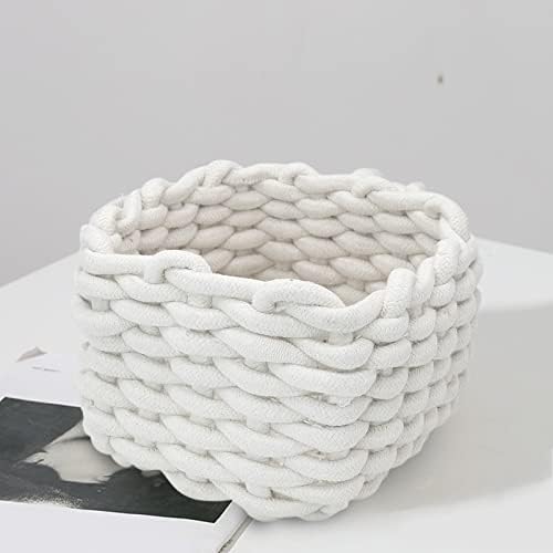 Small Storage Decorative Basket, Cotton Rope Woven Shelf Basket for Little Items, Cute Box Organizer for Baby Room, Nursery, Bedroom - Image 4