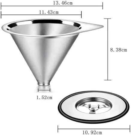 LHS Pour Over Coffee Dripper Stainless Steel Coffee Filter Metal Cone Filter Paperless Reusable Coffee Filter Single Cup Coffee Maker 1-2 Cup With Non-slip Cup Stand and Cleaning Brush - Image 3