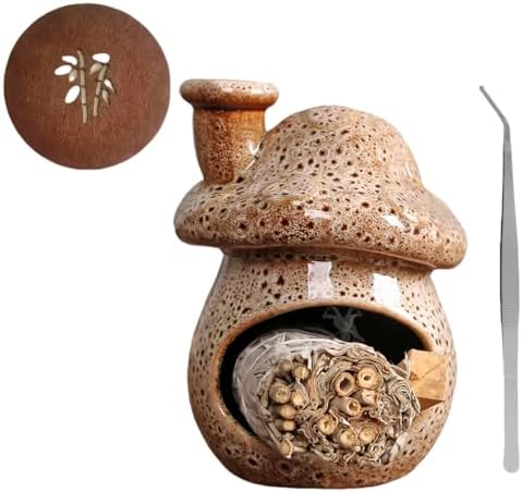 Ceramic Palo Santo Holder - Mini Chimenea Mushroom Incense Burner by Unknown