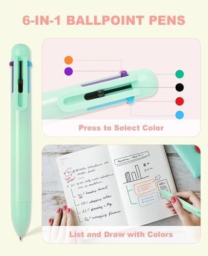 56 PCS Aesthetic School Supplies with Large Pencil Case, 5 Inspirational Ballpoint Pens, 12 Pastel Highlighters, 5 Black Ink Gel Pens, 6 Mechanical Pencils 0.5-0.7mm College Student Essentials (Green) - Image 5