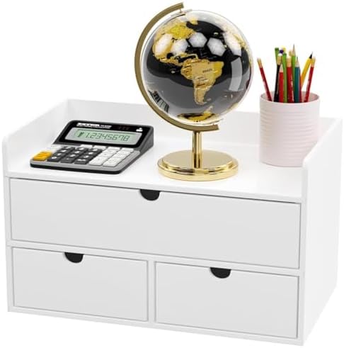 Bamboo Desk Organizer wtih Drawers Mini Desktop Drawer Tabletop Storage by Wisuce