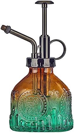 Glass Plant Mister Spray Bottle Indoor Watering Can 6.4inch Tall with Bronze Plastic Top Pump Vintage Small Plant for Outdoor Garden Succulent Flower by UPCSKDA