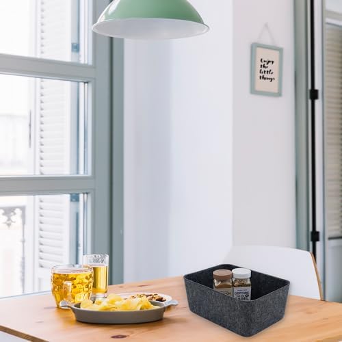 Welaxy Felt deep Storage Bins lidded Drawer Organizer Caddy Charcoal Box - Image 4