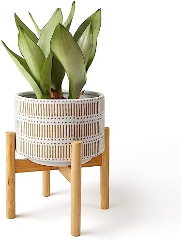 LA JOLIE MUSE Ceramic Planter for Plant, 9.4 Inch Indoor Planter with Stand by LaJol%C3%ADeMuse