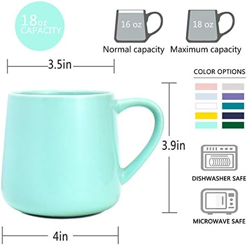 Bosmarlin Large Glossy Ceramic Coffee Mug, Tea Cup for Office and Home, 18 oz, Suitable for Dishwasher and Microwave(Mint Green, 1) - Image 3