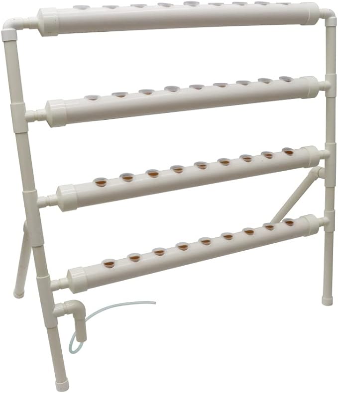 Wall-Mounted Hydroponic Grow Kit 36 Plant Sites Hydroponics Planting System 4 Food-Grade PVC Pipes Hydroponic Gardening Indoor System with 110V Well Pump,Planting Sponge,Hose