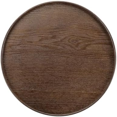 Wooden Serving Tray Round Wood Serving Tray Decorative Platter, 11.8 Inch Fit for Home Decor Kitchen Coffee Table Candle Holder, (Brown) by YELARXI