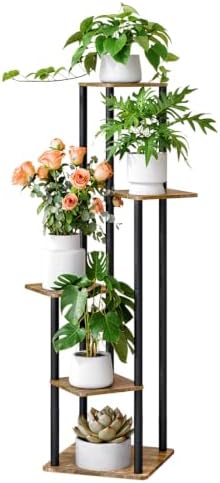 AZERPIAN Plant Stand Indoor Tall Corner Metal Plant Shelf MDF Board 5 Tier by AZERPIAN