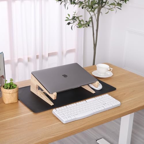 Wooden Laptop Stand for Desk, 2-in-1 Riser and Vertical Laptop Stand - Image 2