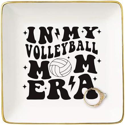 NZY Gifts for Volleyball Coach, Volleyball Mom Era, Game Day Gift for Mom, Sport Mom Gift, Mother's Day Birthday Gifts for Mother Mama - Ceramic Jewelry Tray Trinket Holder Ring Dish by NZY