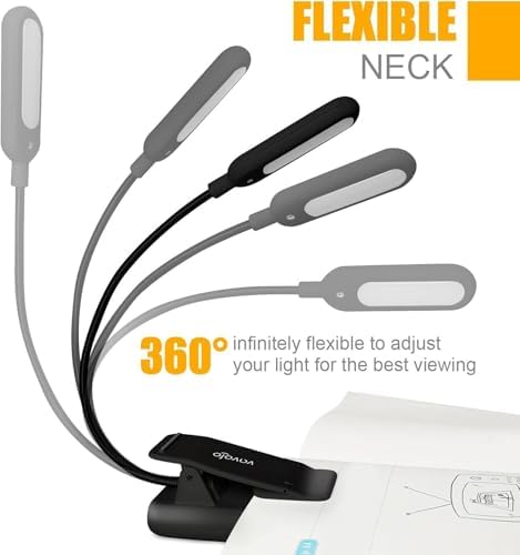 VAVOFO Clip On Rechargeable Reading Light, 7 LEDs with 3 Colortemperature 9 Brightness Levels Book Lights for Reading in Bed with Power Indicator for Bookworms (2 Pack Black) - Image 5