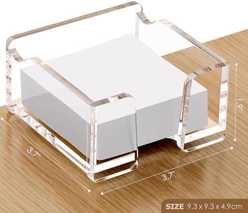SANRUI Acrylic Sticky Note Holder with Pen Slot for 3x3 Inch Notes, Clear - Image 2