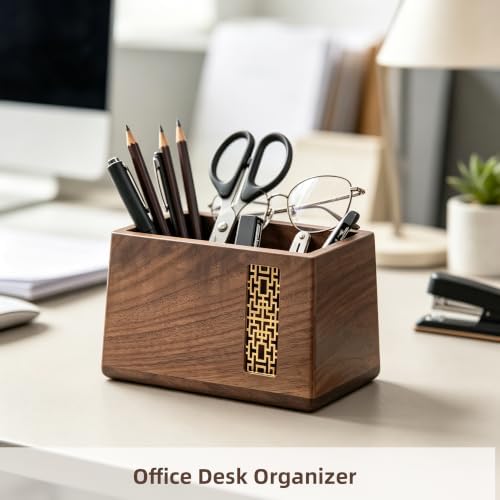 Pen Holder for Desk, Solid Wood Desk Organizer for Office - Image 2