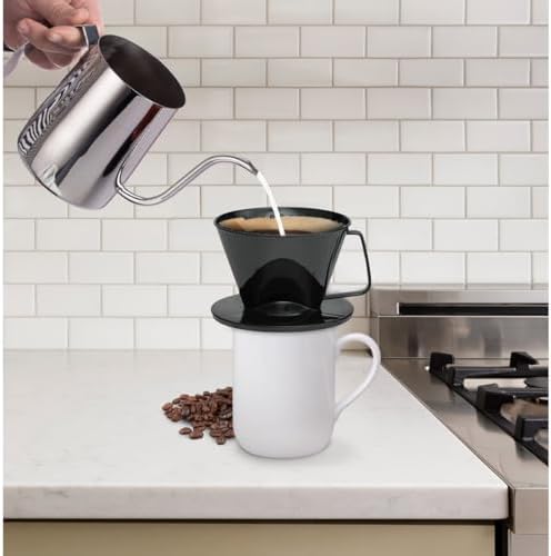 Fino Pour-Over Coffee Brewing Filter Cone, Number 1-Size, Black, Brews 1 to 2-Servings, Set of 2 - Image 4
