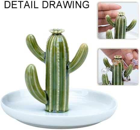 Cactus Jewelry Dish, Ceramic Trinket Tray for Ring Earring - Image 3