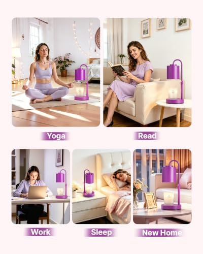 CASTLELIFE Dimmable Candle Warmer Lamp with Timer, Height Adjustable Candle Warmer for Jar Candles, Electric Wax Melt Warmer for Home Decor House Warming Gifts, Birthday Gifts for Women,Purple - Image 5