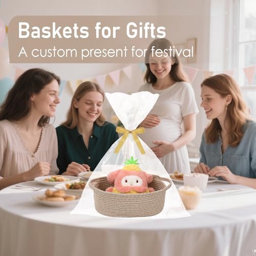 JMvicyroam Small Woven Basket, Empty Gift Basket, Oatmeal/1 Pack - Image 4