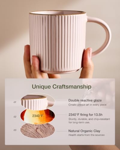 famiware Coffee Mug Set of 4, Star 12 oz Ceramic Mugs Cups Set with Handle - Image 5