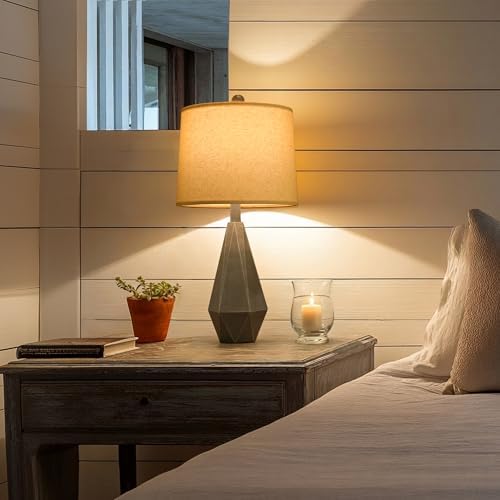 PoKat 23'' Table Lamps Set of 2 for Living Room Bedroom, Farmhouse Bedside Lamps, Resin Vintage Lamps for Night Stands, Office Sideboard Guest Room Hallway (Deep Gray) - Image 4