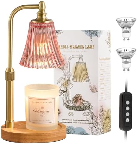 Hong-in Pink Candle Warmer Lamp with Timer Dimmable,Birthday Gifts for Women,Adjustable Height Wax Melt Warmer for Jar Candles,House Warming Gifts New Home,Ideal for Office,Dorm,Bedroom Home Decor by Hong-in