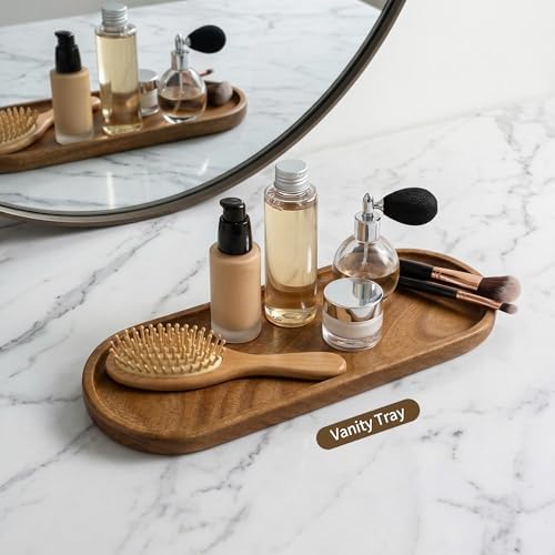 Small Wooden Tray | Acacia Wood Serving Tray Platter Mini Vanity Tray Decor - Image 5