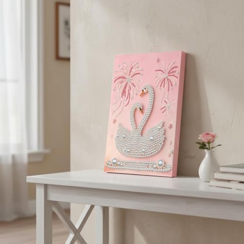 DIY Pearl Painting with Frame, Creative Design, Handmade Stress-Relieving Home Wall Decoration, Includes Frame and Tools-Swan - Image 3