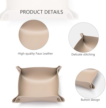 Canvas Storage Tray Cotton Key Catchall Stylish Organizer for Small Items Lightweight Design (Khaki,Small) - Image 4