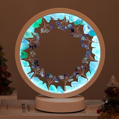 Runyangshi Crystal Tree Lamp, Tri-Color Ambient Crystal Night Light Home Decor Holiday & Housewarming Gift(Green Fluorite) by Runyangshi