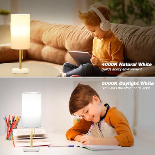 Dicoool 17" Bedside Table Lamp for Bedroom, Marble Desk Lamp with USB Ports - Image 6