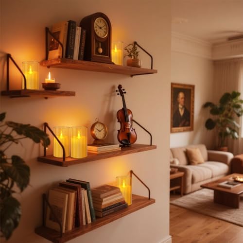 wemarry Flameless Candles Acrylic Glass Pillars 3" D x 6" H Battery Operated Flickering Candles Include 8-Key Remote with Timer Function 400+ Hours (Amber, Warm Light 2 Pack) - Image 5