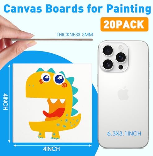 FUMILE 4x4 Mini Canvas for Painting, 20 Pack Small Canvases for Painting Primed Acid Free Canvas Boards for Painting for Beginners & Artist, Blank Canvas Panels for Classroom and Painting Parties. - Image 2