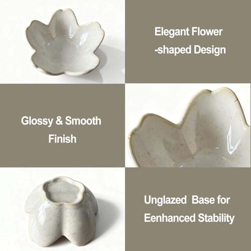 Stone-Gray Flower Ceramic Jewelry Tray Bride Ring Dish, Small Trinket Bowl - Image 7