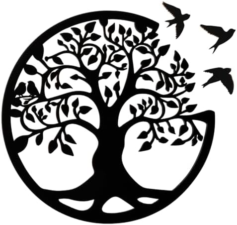 Tree of Life Wall Art 12 Inch Wooden Family Tree Wall Decor with 3 Birds by Focal20Craft