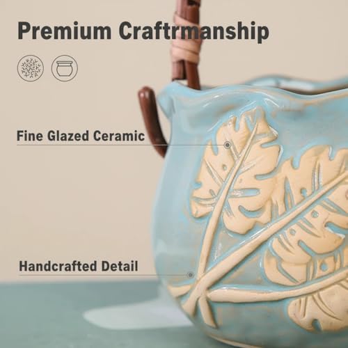 Ceramic Succulent Planter Pots, 4 Inch Small Ceramic Plant Pot with Drainage Holes Flower Pots for Cactus, Herbs, Outdoor Plants (Blue) - Image 3