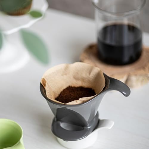 ZERO JAPAN - Bee House Pour Over Coffee Dripper - Ceramic Coffee Maker with Elegant Peek Hole, Drip Cone Brewer Coffee Gifts, Brewing Accessories - Steel Gray, Standard Size - Image 4