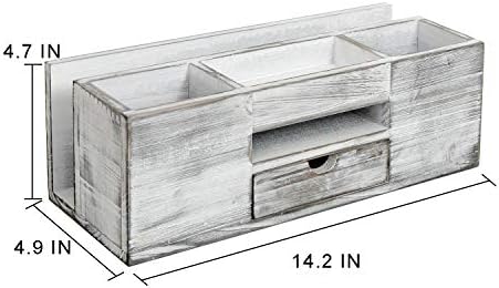 Liry Products Whitewashed Wooden Desktop Organizer Multiple Compartments Rack Shelf Drawer Tabletop Wood Storage Cabinet Office Supplies Caddy Document Stationery Holder Accessory Sorter Vanity Home - Image 3