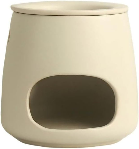 Matte Beige Ceramic Wax Melt Warmer with Speckled Finish, Tealight Candle Oil Burner for Essential Oils & Wax Melts, Minimalist Aromatherapy Diffuser for Bedroom Modern Home Decor (Grey) by Unknown