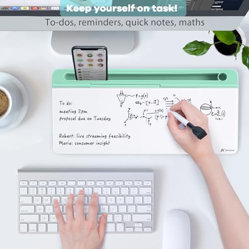 Varhomax Glass Desk Whiteboard with Storage, - Image 2
