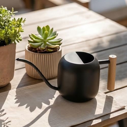 Watering Can 45 oz Long Spout Wooden Handle Stainless Steel - Image 3