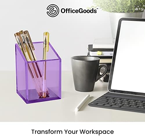 OfficeGoods Acrylic Pen and Pencil Holder, Purple - Image 5