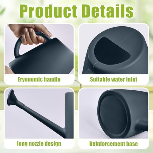 Plastic Watering Can - for Indoor and Outdoor House Plant Garden - with Long Spout - 1/2 Gallon - Grey - Image 3