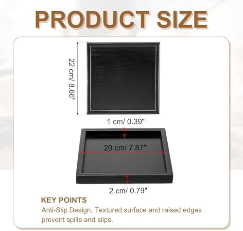 Wooden Serving Tray Square Wood Serving Tray Decorative Platter, 8.7x8.7 Inch Fit for Home Decor Kitchen Coffee Table Candle Holder, (Black) - Image 2