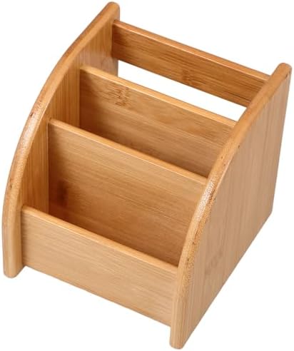Natural Bamboo Desk Organizer, Multi-use Pen Holder Bathroom Vanity Storage, Sturdy Countertop Organizer for Office Supplies, Makeup, Utensils & Home Kitchen - Image 2