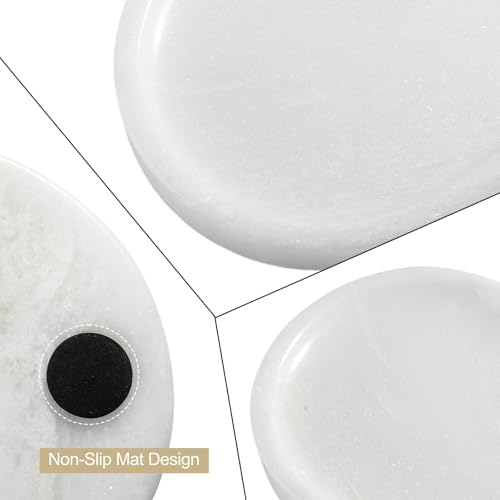 Koville African Natural White Marble Decorative Tray, 10" x 5" Marble Vanity Tray for Bathroom Countertop Organizer Stone Trays, Catchall Tray for Perfume, Candles, Jewelry (Namib Bianco White) - Image 4